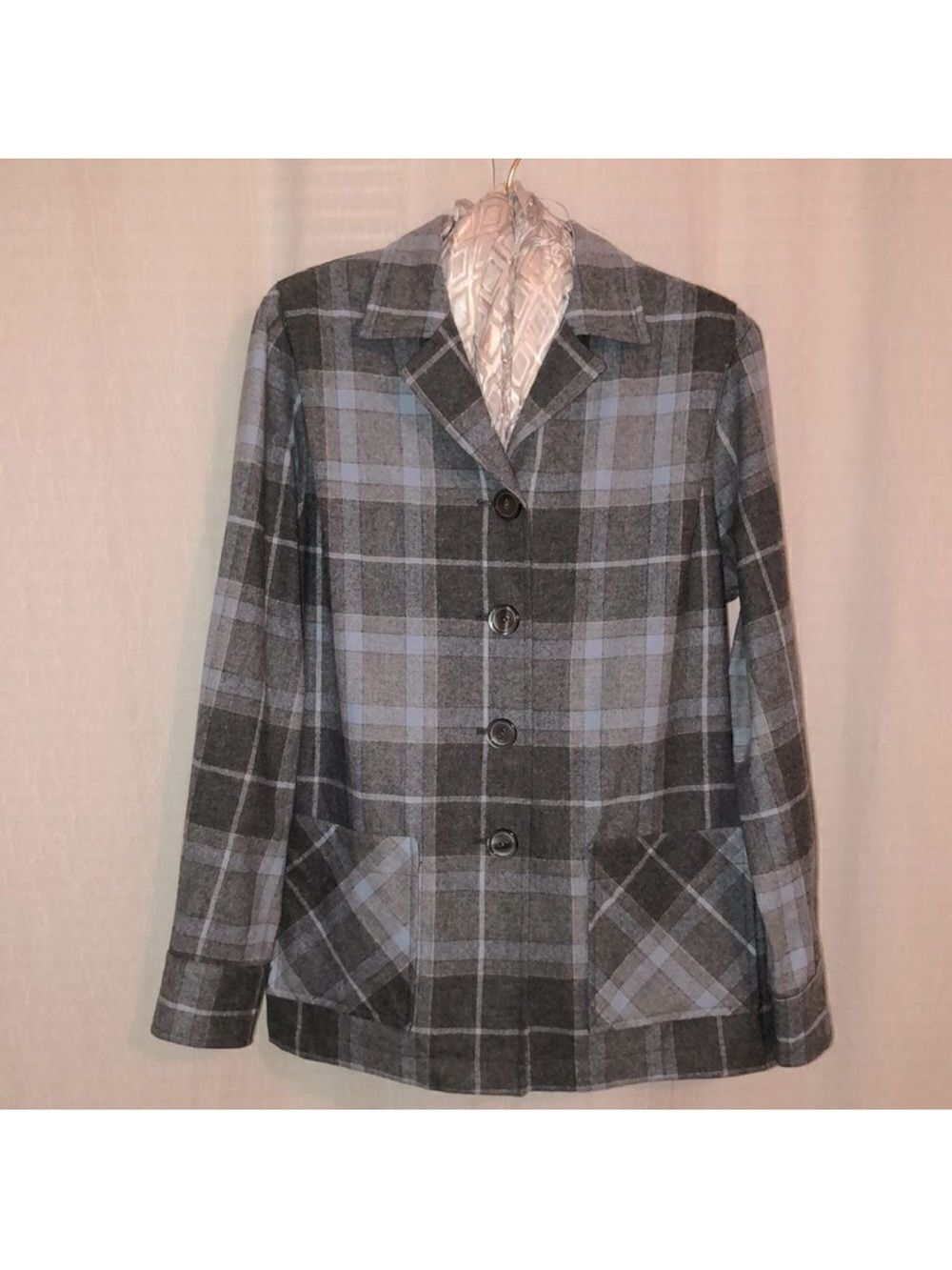 Pendleton S Virgin Wool Heritage Blue Gray Plaid Shirt Jacket Shacket